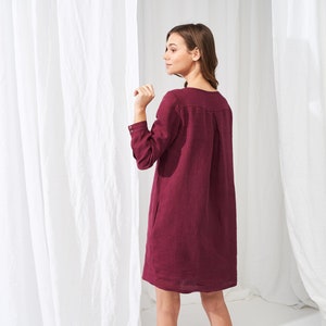 Linen Shirt Dress DAISY: Long Sleeve Mini Dress with Pockets