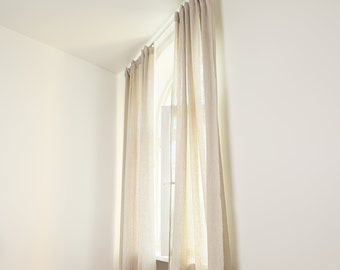 Set of 2 linen curtain panels, Rod pocket curtains, Multifunctional heading curtains, Semi-sheer linen curtains, Handmade linen curtains
