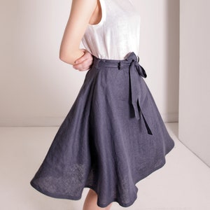 Linen skirt with belt REIGN,  Midi linen skirt, Linen skirts for woman, Linen skirt with pockets, Linen midi skirt, Long linen skirt