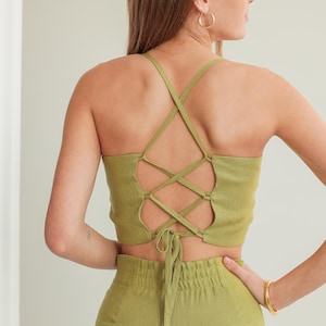 Linen Crop Top: Lace-Up Corset Bralette - Handmade European Linen