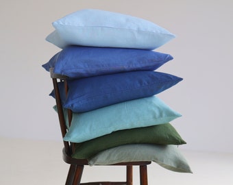 Softened linen pillow cover,  Linen pillow cases available in 27 colors , Linen throw pillow, Natural pillow case, Handmade pillow cover