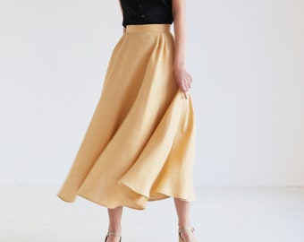 Half circle linen skirt EMILIA, Ankle length skirt for woman, Pleated linen skirt, Long flowy skirt, Folded summer skirt
