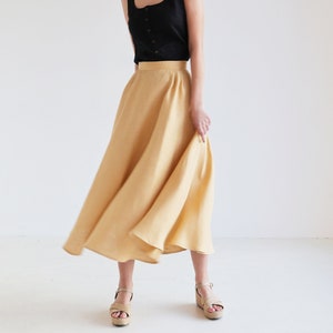 Half circle linen skirt EMILIA, Ankle length skirt for woman, Pleated linen skirt, Long flowy skirt, Folded summer skirt