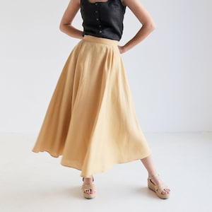 Half circle linen skirt EMILIA, Ankle length skirt for woman, Pleated linen skirt, Long flowy skirt, Folded summer skirt image 4