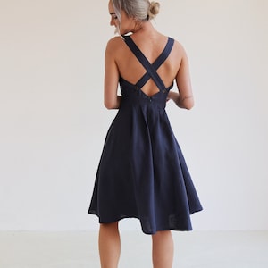 Linen Cross Back Dress Sleeveless Summer Midi Dress Lightweight Natural Fabric Minimalist Boho Chic Clothing for Women Comfortable Fit Etsy