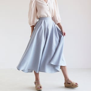 Half circle linen skirt EMILIA, Ankle length skirt for woman, Pleated linen skirt, Long flowy skirt, Folded summer skirt image 6