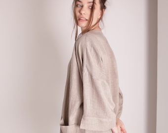 Linen cardigan DEVONNE, Long linen cardigan, Linen cardigan for women, Kimono cardigan, Oversized linen jacket, Linen kimono jacket