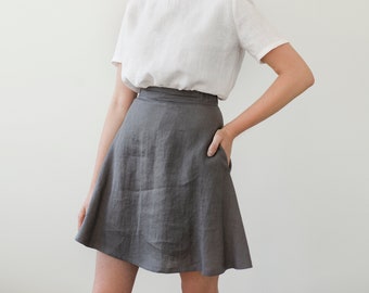 Linen Mini Skirt ADELLE,  A Line Linen Skirt, Short Skirt from Natural Linen, Linen Skirts for Women, Handmade Linen Clothes