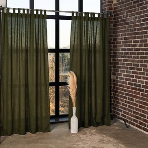 Linen tab top curtain panel, Softened linen curtain, Linen curtain panel, Bedroom curtains, Living room curtains, Handmade linen curtain