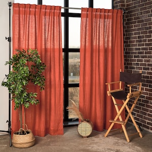 Handmade Linen Curtain Panels (Set of 2): Semi-Sheer Rod Pocket Curtains
