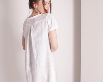 womens white linen sundress