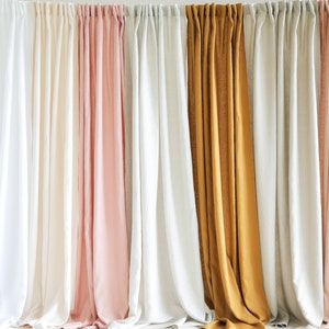 Set of 2 linen curtain panels with multifunctional heading tape, Living room curtains, Semi-sheer linen curtains, Handmade linen curtains image 1
