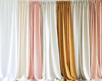 Set of 2 linen curtain panels with multifunctional  heading tape, Living room curtains, Semi-sheer linen curtains, Handmade linen curtains