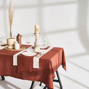 Linen tablecloth with mitered corners, Softened linen table cover, Rectangular, Square tablecloth, Linen tablecloth in various colors, size image 5