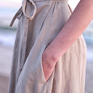 Wrap maxi dress DELILAH, Natural linen dress, Linen kimono dress with belt image 3