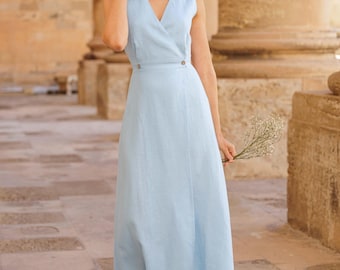 Linen Maxi Wrap Dress: Sleeveless Summer Dress RIVIERA, Handmade - Etsy Linen Maxi Wrap Dress: Sleeveless Summer Dress RIVIERA, Handmade - Etsy