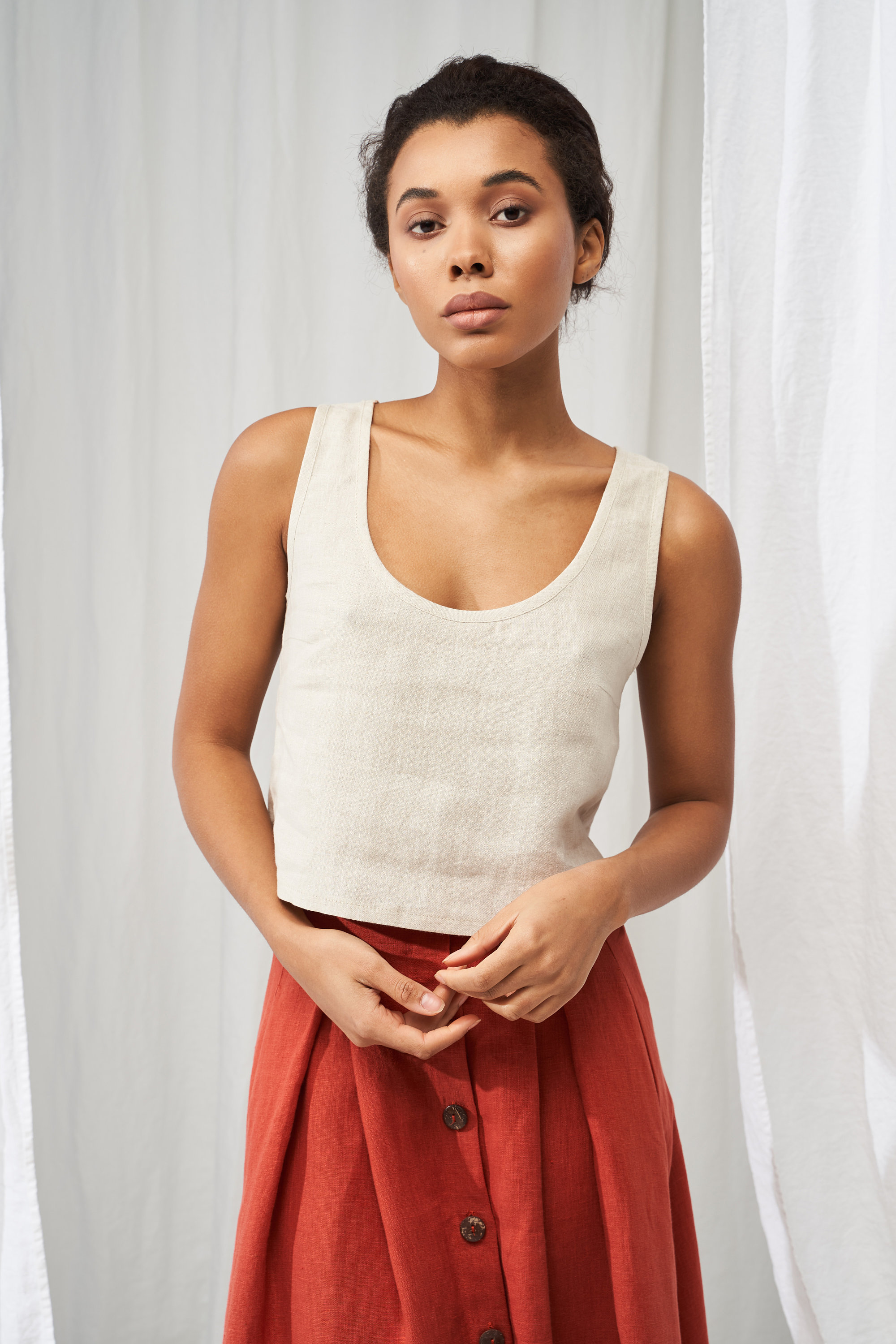 Linen Crop Top STELLA, Linen Tank Top, Linen Sleeveless Top