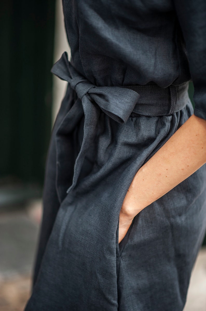 Simple linen dress Linen dress MAEVE midi Spring linen dress Linen dress with belt