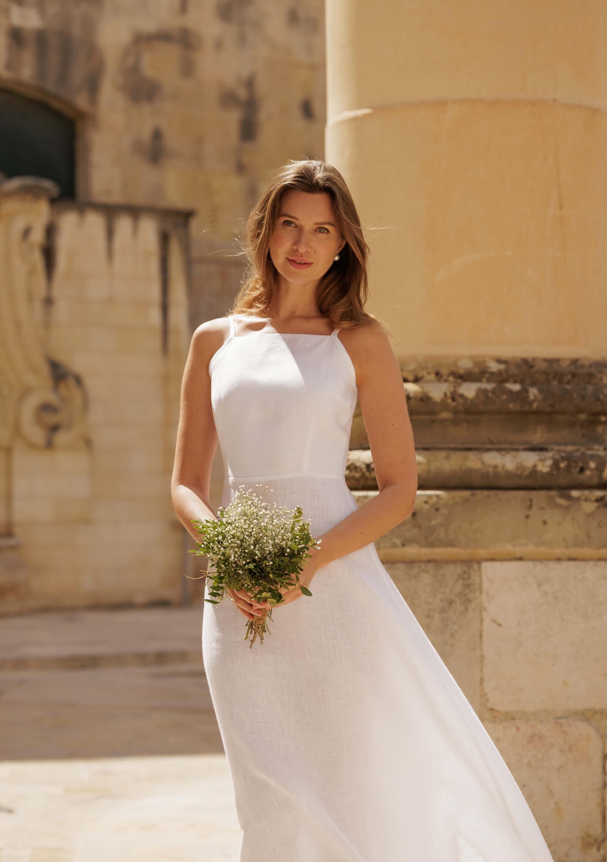 A Line Spaghetti Strap Wedding Dress