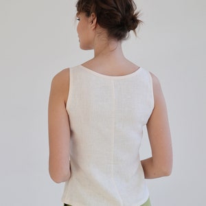 Button Front Linen Top BRIA, Linen Tank Top, Tank Tops for Woman, Linen ...