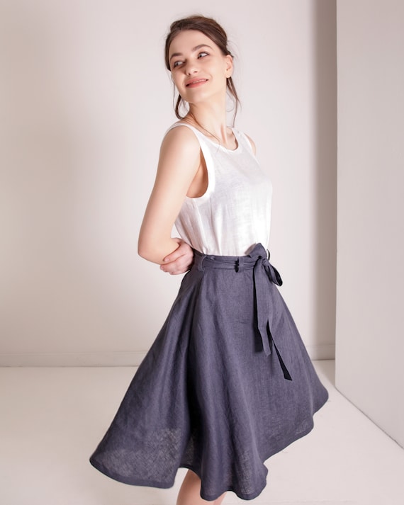 Linen skirts top with pockets