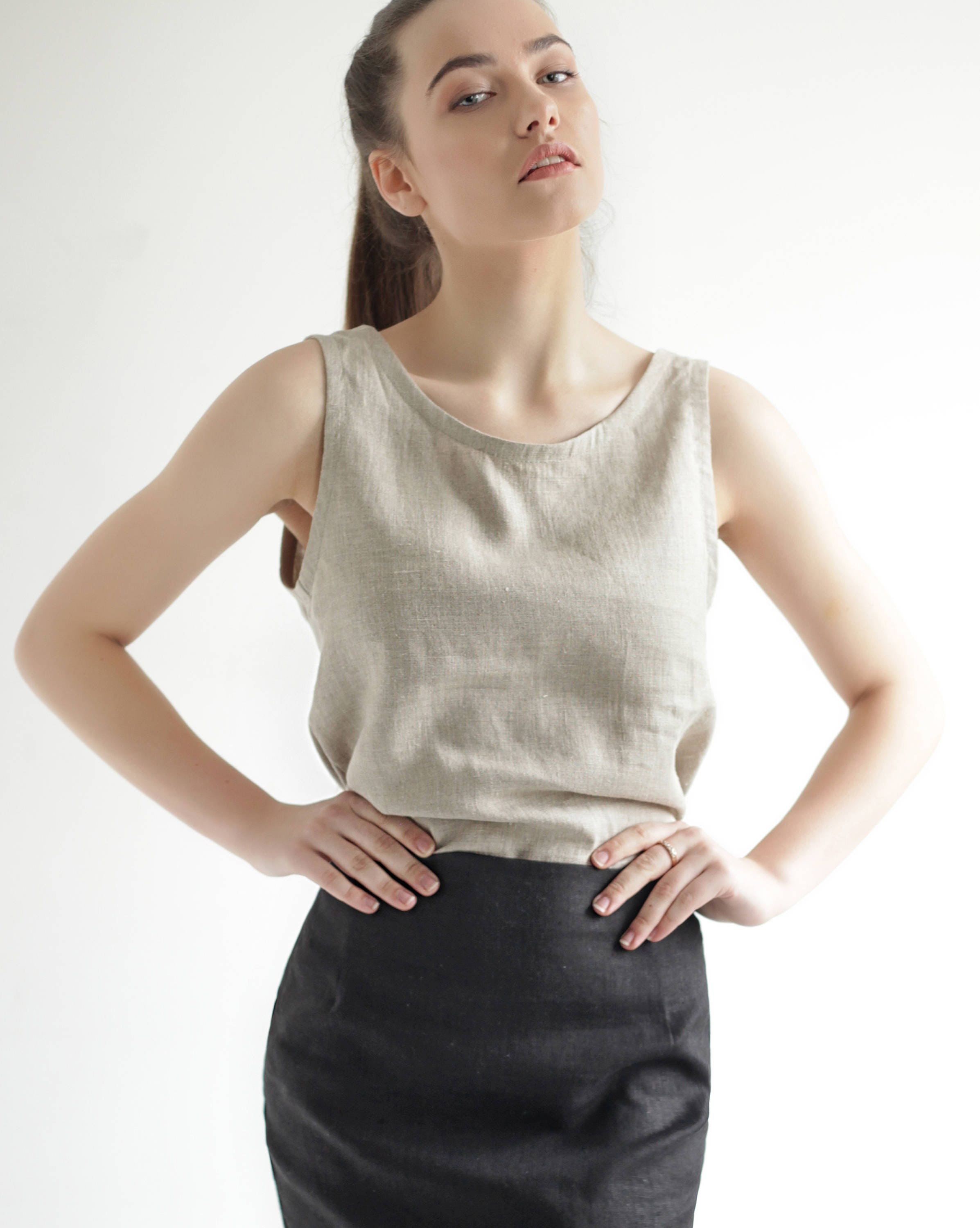 Natural Linen Tank Linen Tank Top Tank Tops for Woman Etsy