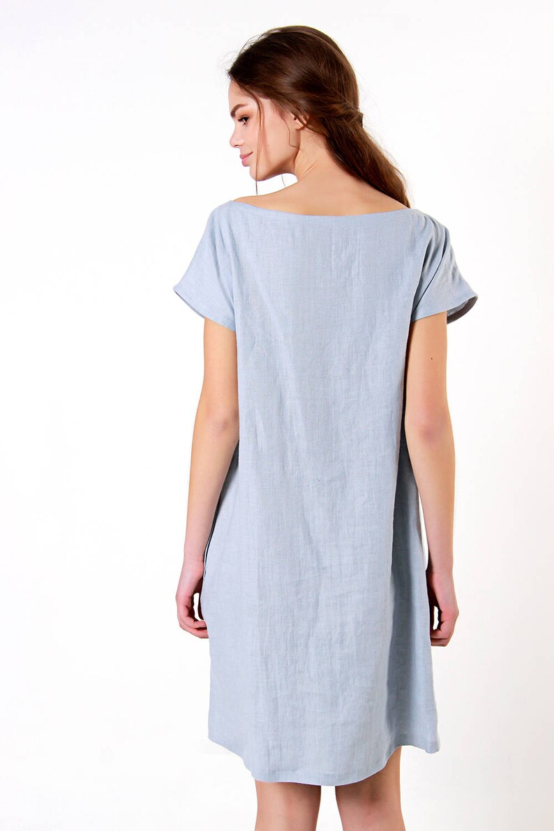 Bluish Grey Linen Dress TERESA Loose Linen Dress Linen Summer Dress Linen Dresses for woman Oversized Linen Dress Linen Tunic Dress