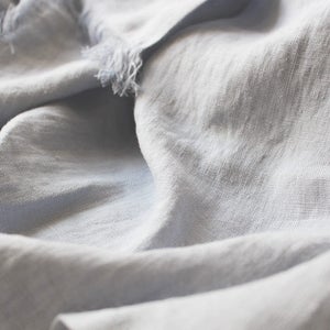 Bluish grey softened linen throw, Linen throw blanket, Light grey throw, Fringed throw blanket, Soft linen throws and blankets image 2