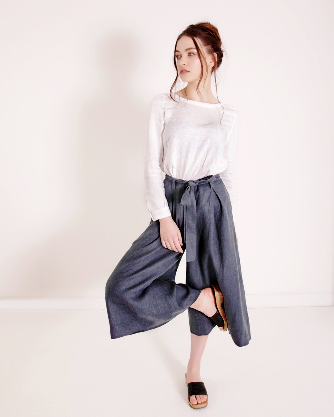 Linen Pants, Linen Culottes, Skirt Pants, Plus Size Linen Pants