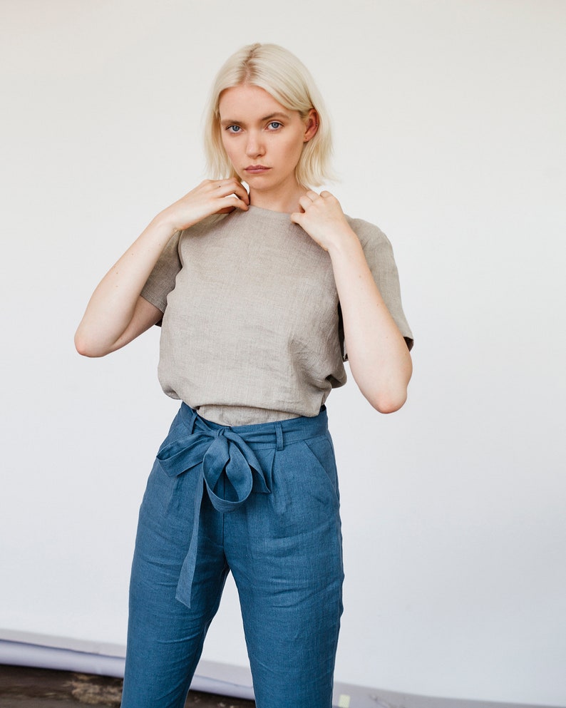 Linen shirt YUNA 22 colors Linen shirt short sleeves Etsy