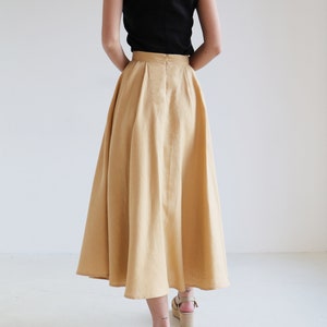 Half circle linen skirt EMILIA, Ankle length skirt for woman, Pleated linen skirt, Long flowy skirt, Folded summer skirt image 5