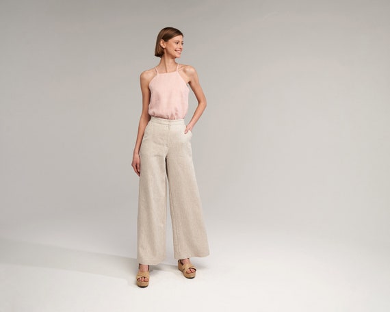 Buy Linen PALAZZO Pants, 28, 30, 32, 34 Inches Inseam Options, Wide Leg  Linen Pants, High Waist Full Length Pants, Linen Flare Pants Online in  India 