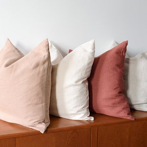 Softened linen pillow cover, Linen pillow cases available in 27 colors , Linen throw pillow, Natural pillow case, Handmade pillow cover image 3