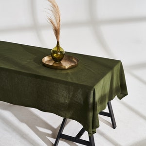 Linen tablecloth with mitered corners, Softened linen table cover, Rectangular, Square tablecloth, Linen tablecloth in various colors, size image 2