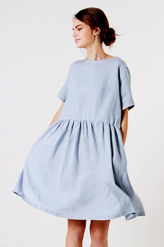 short sleeve linen dress