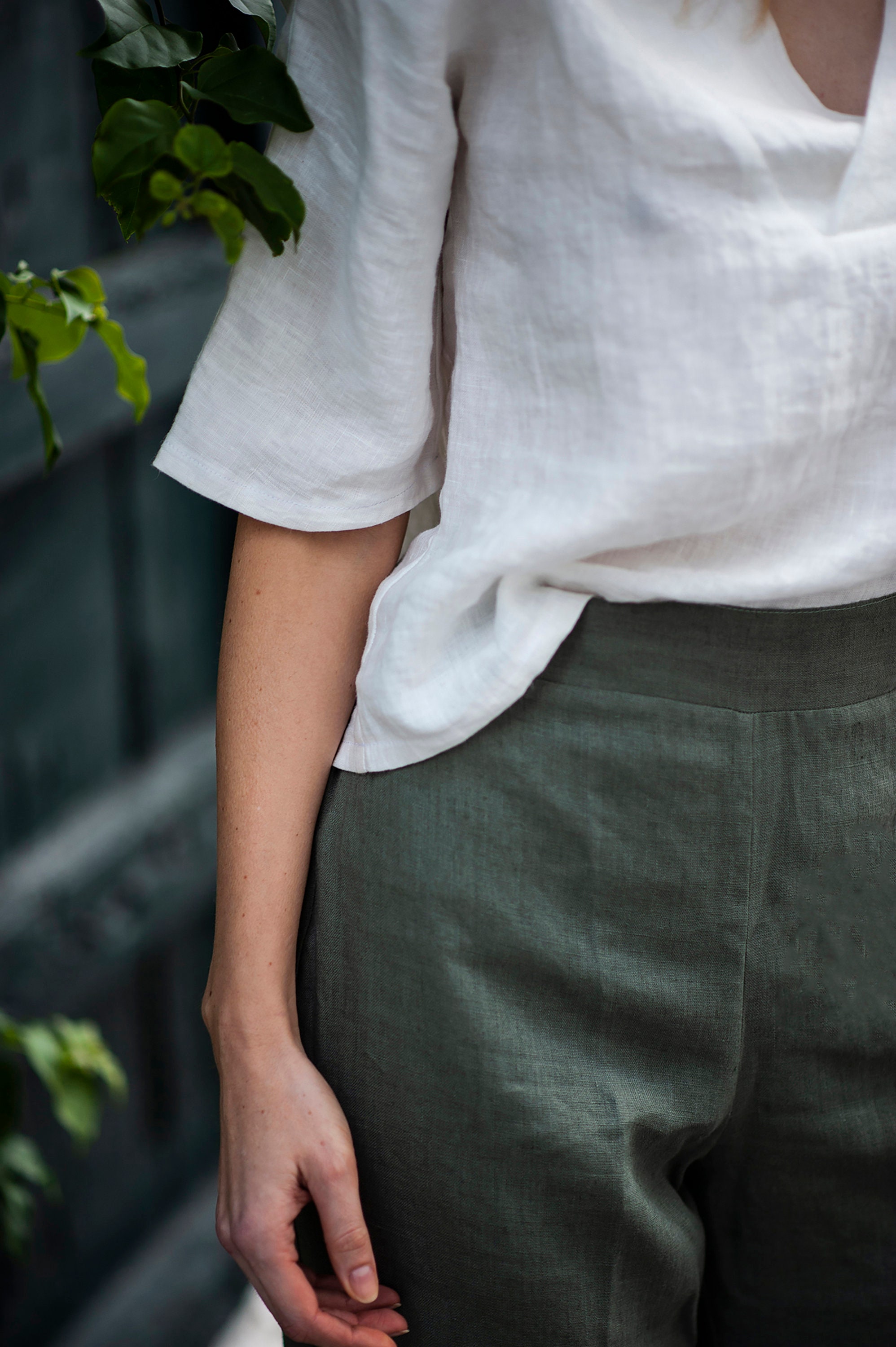 Linen shirt ELODIE Linen short sleeve shirt Linen beach | Etsy