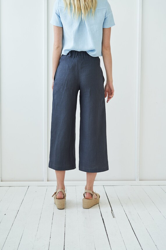 Pantalon large court femme hotsell