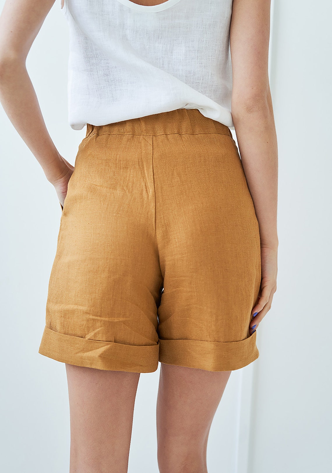 High Waisted Linen Shorts ASPEN Linen Shorts for Woman 90s Etsy