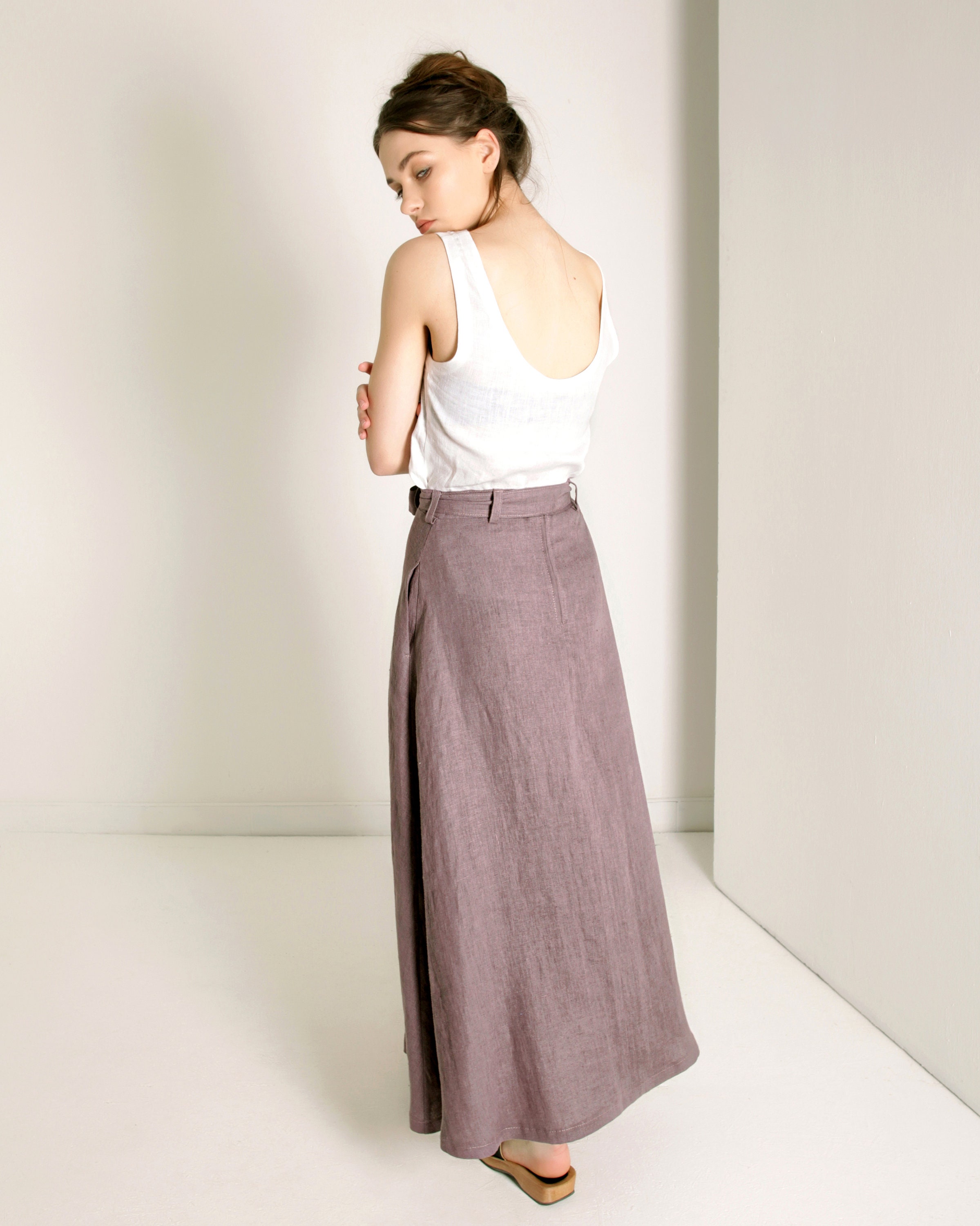 Linen Skirt With Belt ALESSIA Maxi Linen Skirt Linen Skirts Etsy