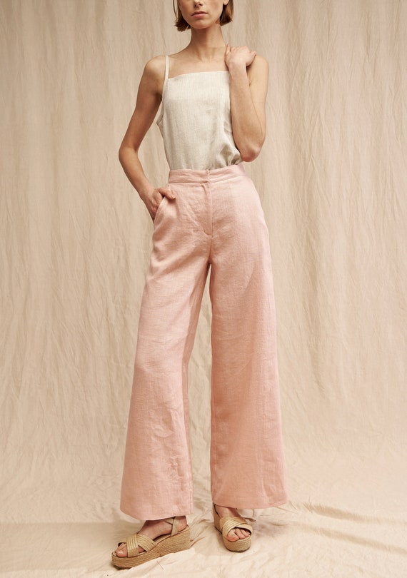 Buy Linen PALAZZO Pants, 28, 30, 32, 34 Inches Inseam Options, Wide Leg  Linen Pants, High Waist Full Length Pants, Linen Flare Pants Online in  India 