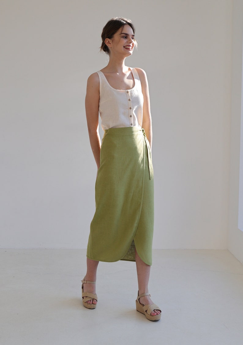 Linen skirt FIONA, Long linen wrap skirt, Maxi linen skirt, Maxi wrap skirt, Linen wrap skirt, Linen maxi skirt, Natural linen skirt imagem 3