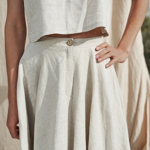 Linen Full Circle Skirt WAVY Calf Length Skirt for Woman - Etsy