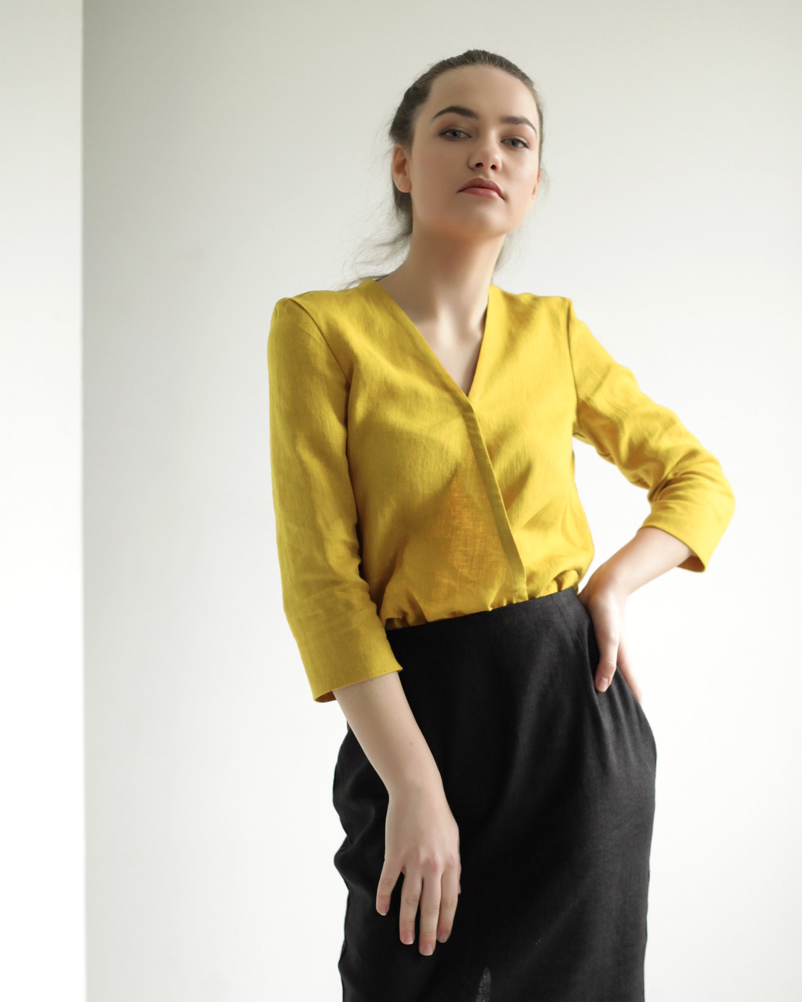 Linen Shirt ACACIA Linen Wrap Shirt Linen Shirt Women Etsy