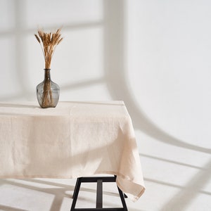 Linen tablecloth with mitered corners, Softened linen table cover, Rectangular, Square tablecloth, Linen tablecloth in various colors, size image 9