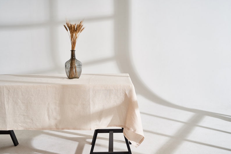 Linen tablecloth with mitered corners, Softened linen table cover, Rectangular, Square tablecloth, Linen tablecloth in various colors, size image 9