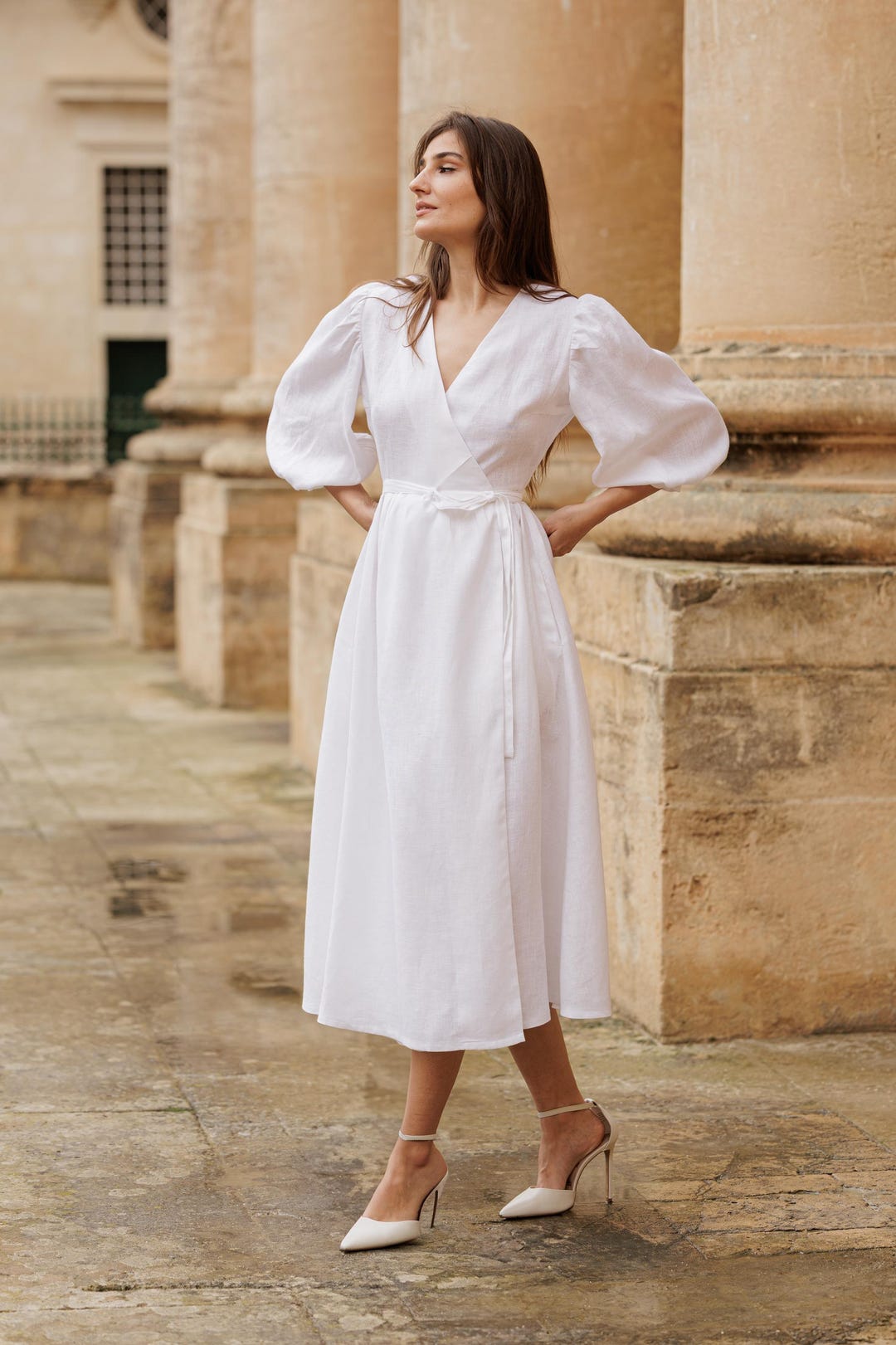 ivory silk dress for wedding Zapakasa Women Simple Ivory Satin Mermaid Wedding Dress V Neck Streamer  Sleeveless Watteau Train Bridal Dress main image 1