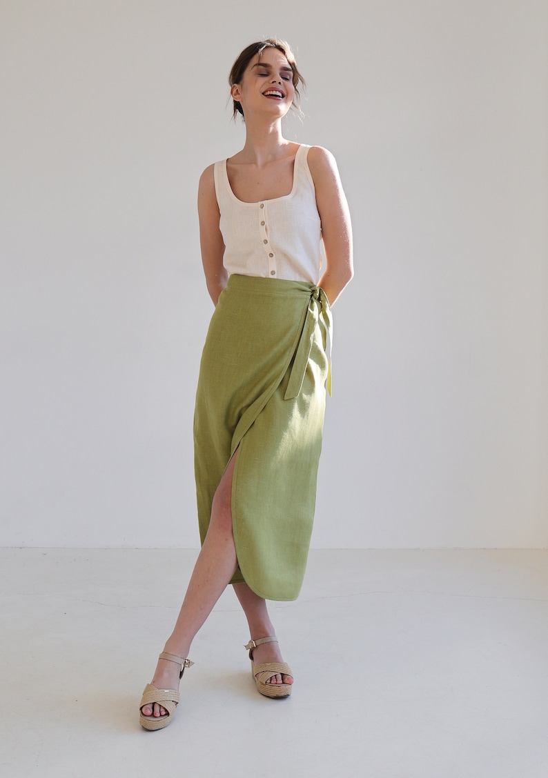 Linen skirt FIONA, Long linen wrap skirt, Maxi linen skirt, Maxi wrap skirt, Linen wrap skirt, Linen maxi skirt, Natural linen skirt imagem 4