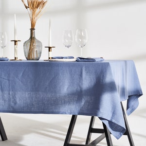 Linen tablecloth with mitered corners, Softened linen table cover, Rectangular, Square tablecloth, Linen tablecloth in various colors, size image 8