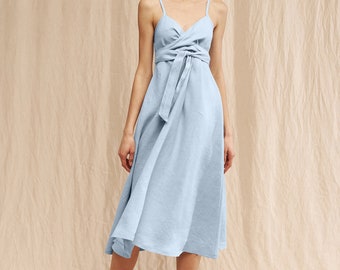 Flare Linen Spaghetti Strap Dress Arielle