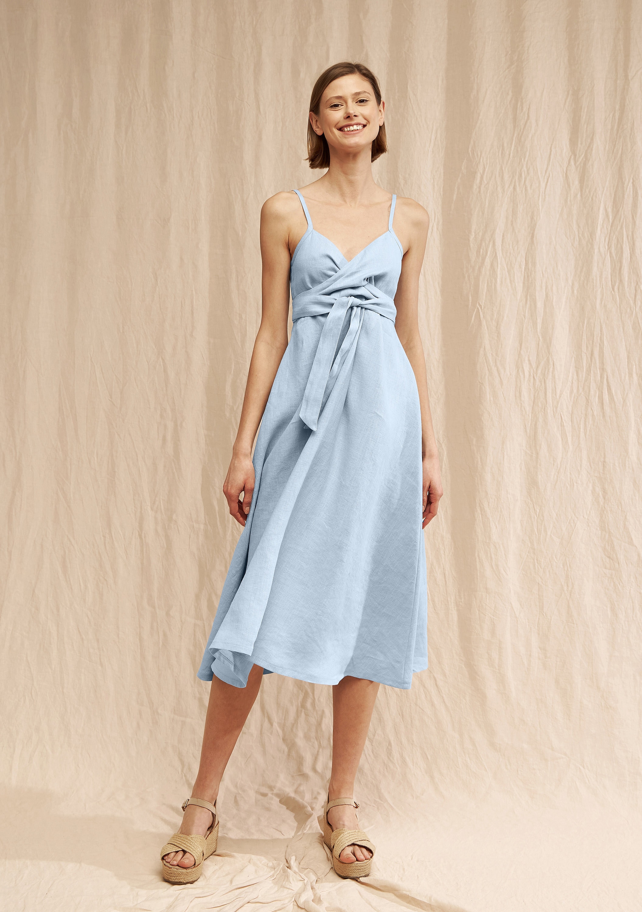 Linen Fit & Flare Dress: Adjustable Strap Ankle Length Summer Dress ARIELLE  - Etsy Norway